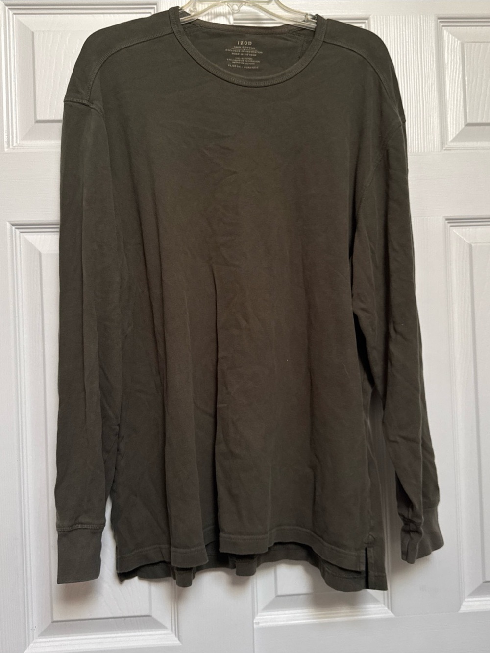 Izod Olive Green Long-Sleeve Crewneck Shirt